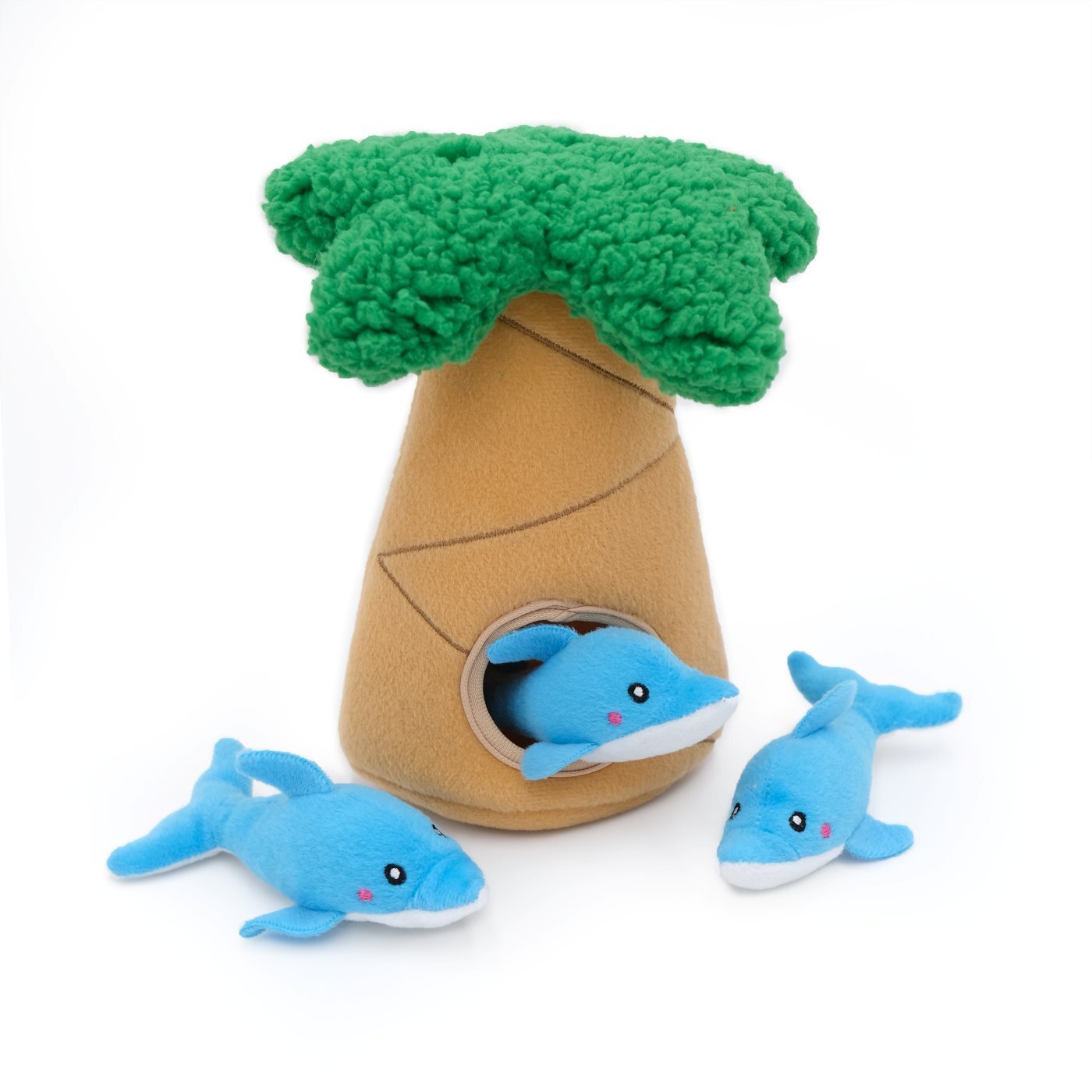Zippy Paws Burrow Interactive Dog Toy- Dolphins in a Palm Tree