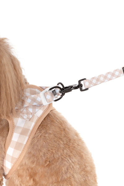 Big And Little Dogs-STEP-IN DOG HARNESS: Latte Gingham