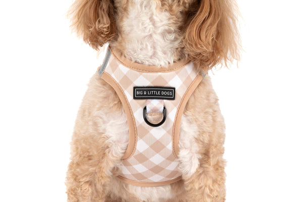 Big And Little Dogs-STEP-IN DOG HARNESS: Latte Gingham