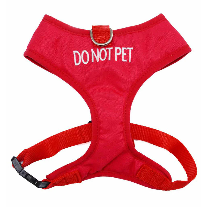Do Not Pet dog harness. Vibrant red harness to let others know your dog should not be approached.
