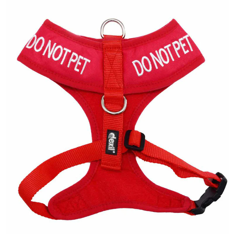 Do Not Pet dog harness. Vibrant red harness to let others know your dog should not be approached.