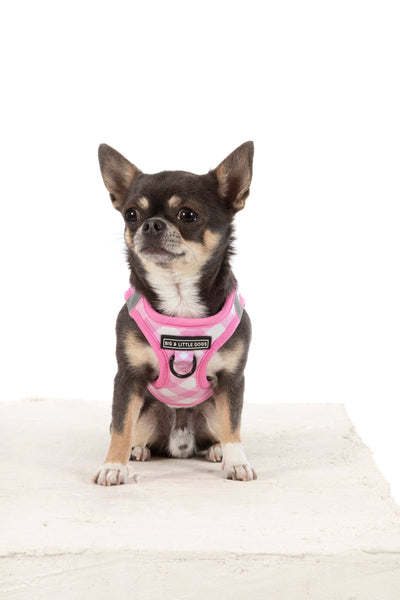 Big And Little Dogs- STEP-IN DOG HARNESS: Pink Milk Gingham