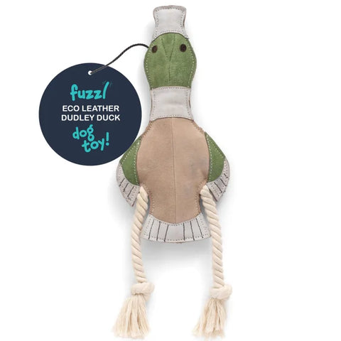Fuzz Eco Leather Dog Toy- Duddley Duck