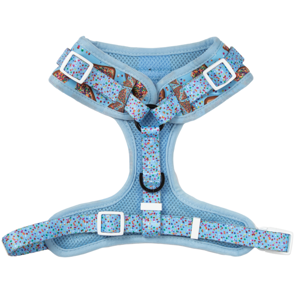 Big And Little Dogs-ADJUSTABLE DOG HARNESS: Blue Fairy Bread
