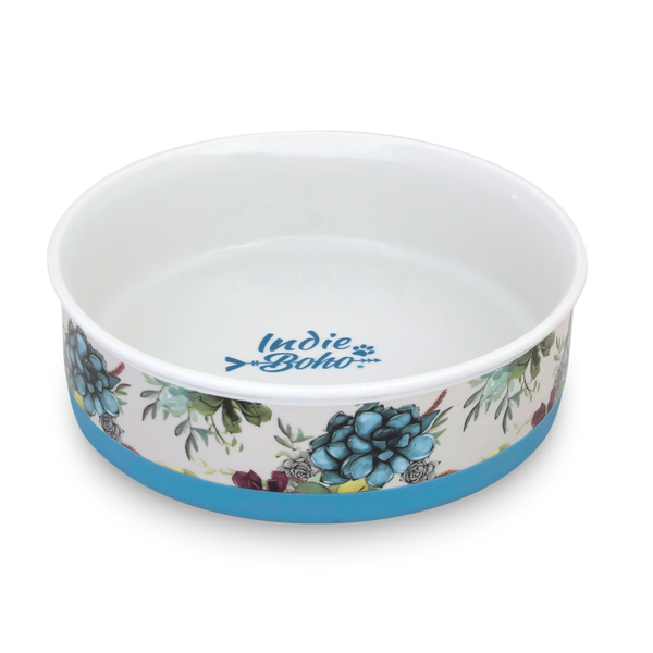Indie Boho-Succulent Medley - Designer Dog Bowls