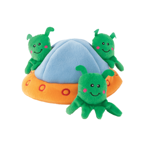 The Doggy Bag Zippy Paws Burrow Aliens in UFO Dog Toy