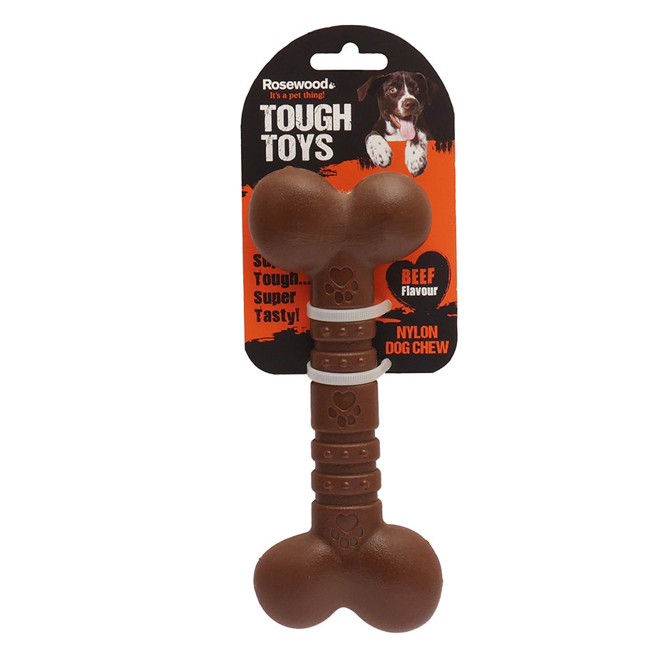 Rosewood Tough Toys Bone Nylon Dog Chew Beef Flavour