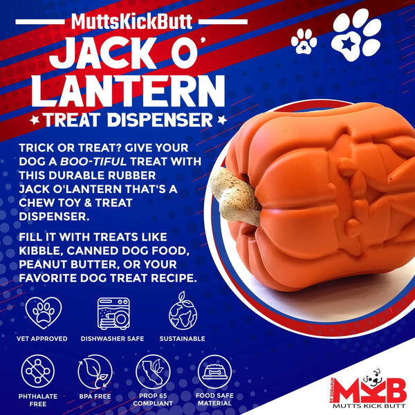 MKB By Sodapup Jack O' Lantern Durable Chew Toy and Treat Dispenser