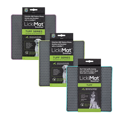 LickiMat Tuff Soother Slow Feeder Mat For Dogs, Entertain and reduce stress in your dog. Licking has shown to have calming affects on dogs. Dog Enrichment.