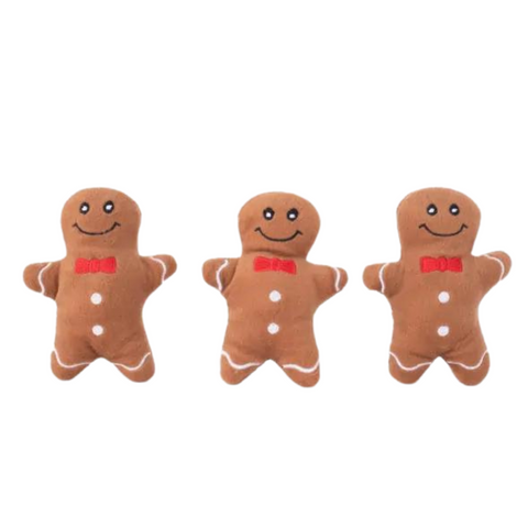 Zippy Paws Miniz Squeaker Dog Toys - 3-Pack - Gingerbread Men