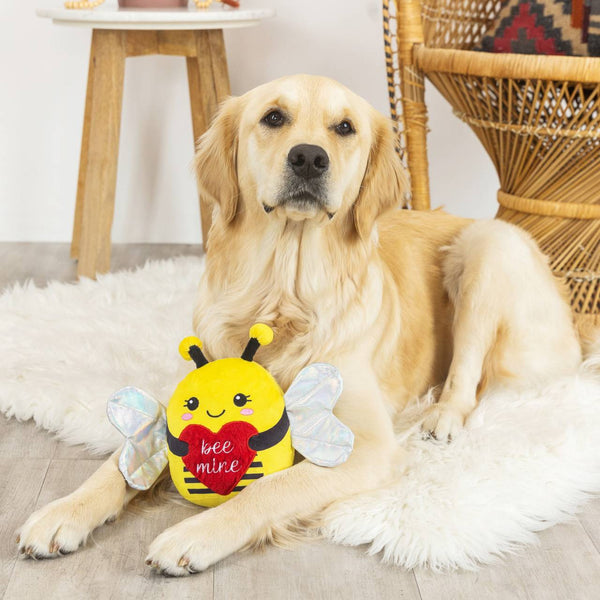 Fringe Studio Plush Squeaker Dog Toy- Buzzing For You. Valentines day themed dog toy.