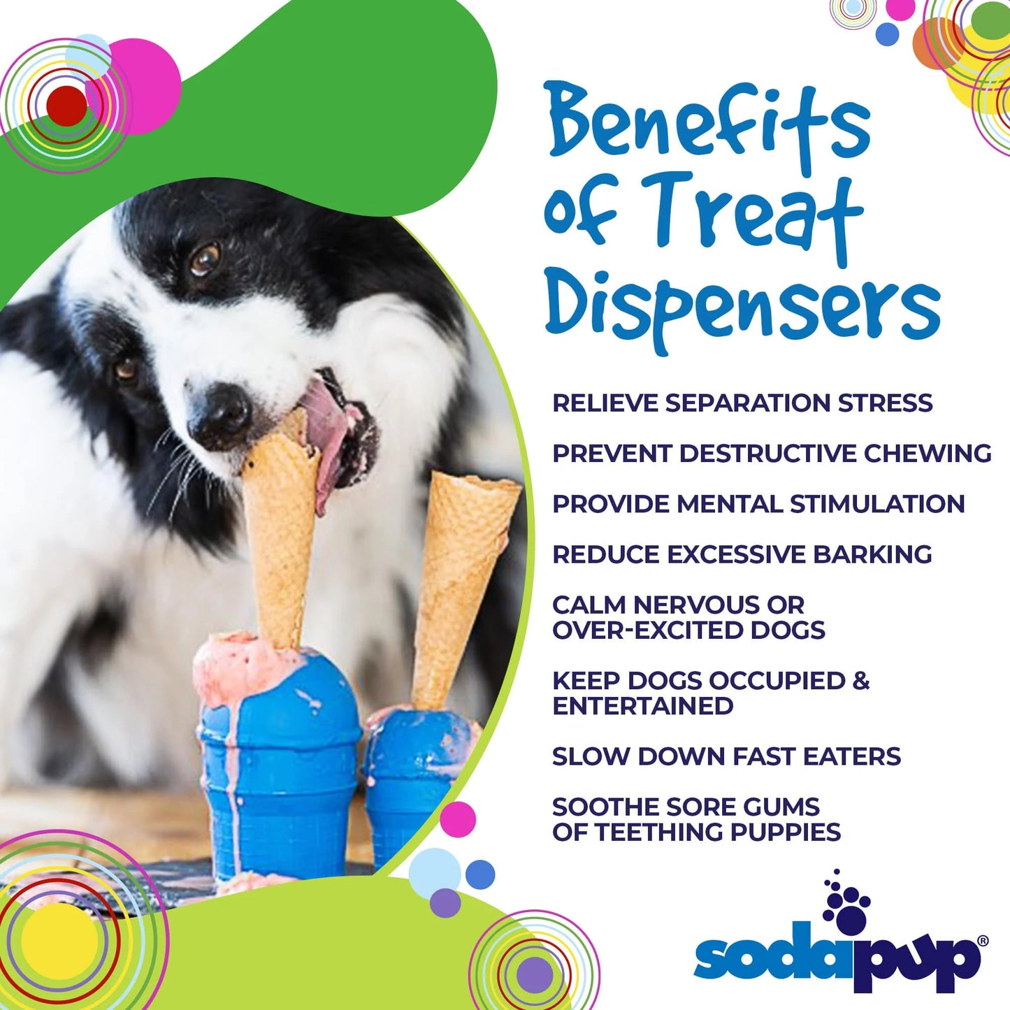 Sodapup Ice Cream Cone Chew Toy and Treat Dispenser- Medium