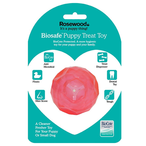 Rosewood Biosafe Puppy Treat Ball Pink