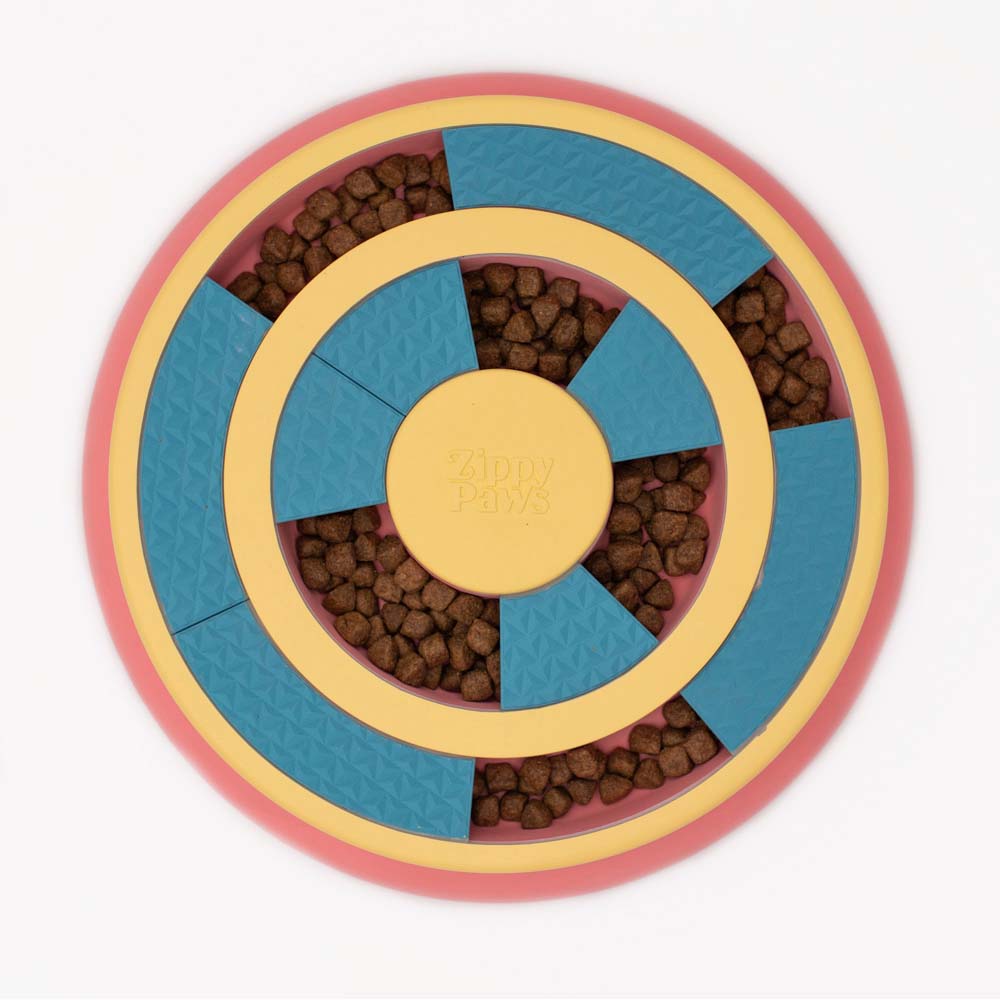 Zippy Paws Smarty Paws Wagging Wheel Puzzle slow feeder for dogs, mentally stimulating, providing a challenge while being a slow feeder for your dog.