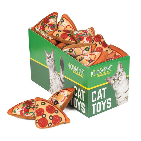 This Mini slice of Pizza is perfect for your kitty's playtime, they can enjoy batting, tossing and carrying around this pizza in their mouth and its filled with catnip to entice and encourage play!