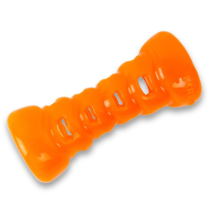 Scream Xtreme Treat Bone Loud Orange XL Tough Dog Toy for Power Chewers