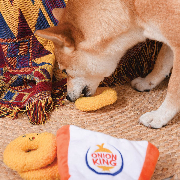 HugSmart Puzzle Hunter Dog Toy- Food Party -Onion Rings