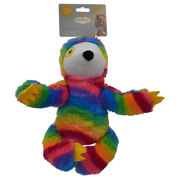 Prestige Pet Snuggle Buddies Plush Squeaky Dog Toy- Rainbow Sloth. Plush dog toy.