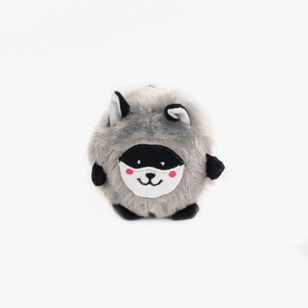 Zippy Paws Bushy Throw Plush Squeaky Dog Toy- Raccoon