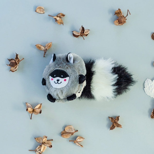 Zippy Paws Bushy Throw Plush Squeaky Dog Toy- Raccoon