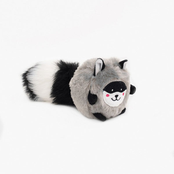 Zippy Paws Bushy Throw Plush Squeaky Dog Toy- Raccoon