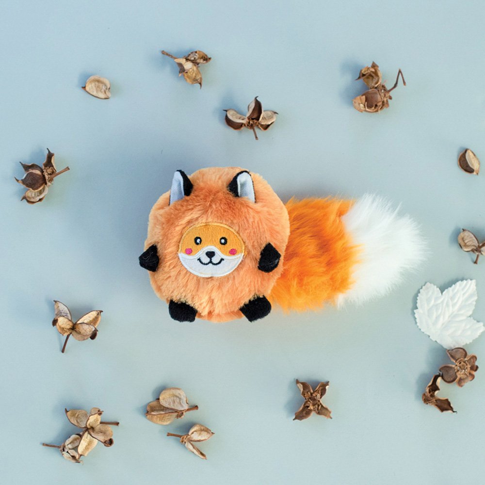 Zippy Paws Bushy Throw Plush Squeaky Dog Toy- FOX