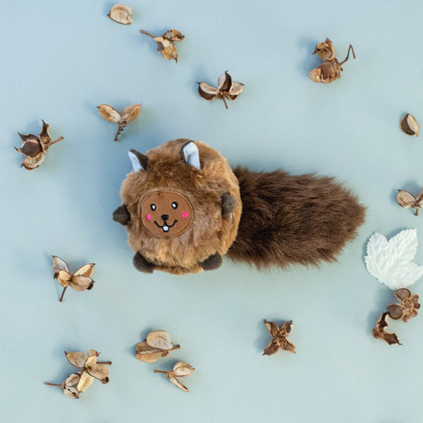 Zippy Paws Bushy Throw Plush Squeaky Dog Toy- Squirrel