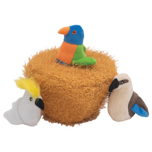 Zippy Burrow™ toys are the perfect interactive toy for keeping your dog busy and engaged. Through hide-and-seek play, Zippy Burrow™ toys help prevent boredom and promote mental stimulation! This interactive toy comes with 1 Nest burrow and 3 squeaky Miniz  (Cockatoo, Kookaburra and Rainbow Lorikeet).