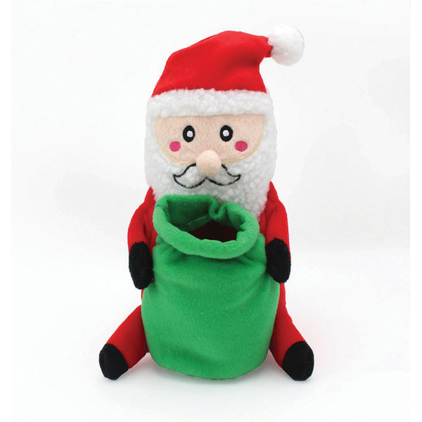 Zippy Paws Holiday Burrow Dog Toy - Santa Sack and 3 squeaky miniz