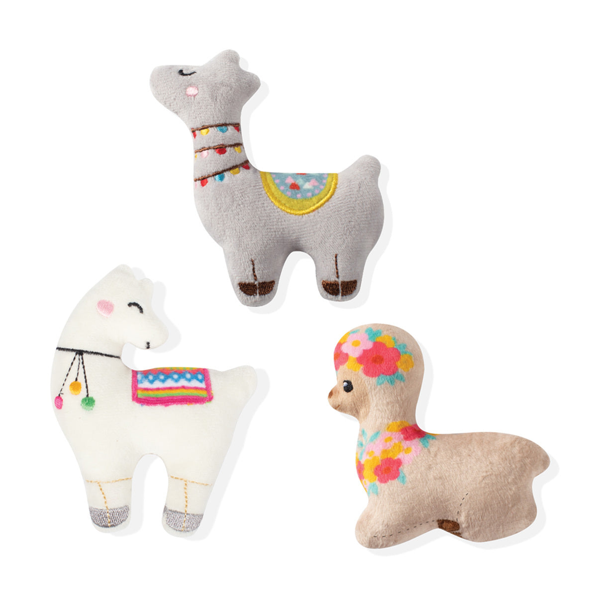 Fringe Studio Mini Llama 3-Piece Plush Dog Toy Set.