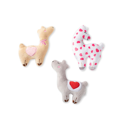 Fringe Studio Love Llamas 3-piece Small Plush Dog Toy Set 