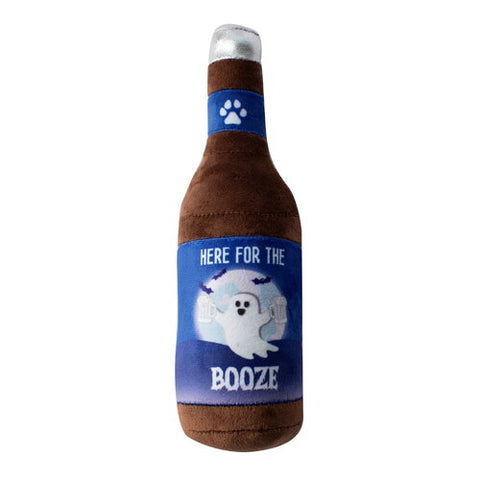 Fringe Studio Halloween Plush Squeaky Dog Toy- Here for the Booze