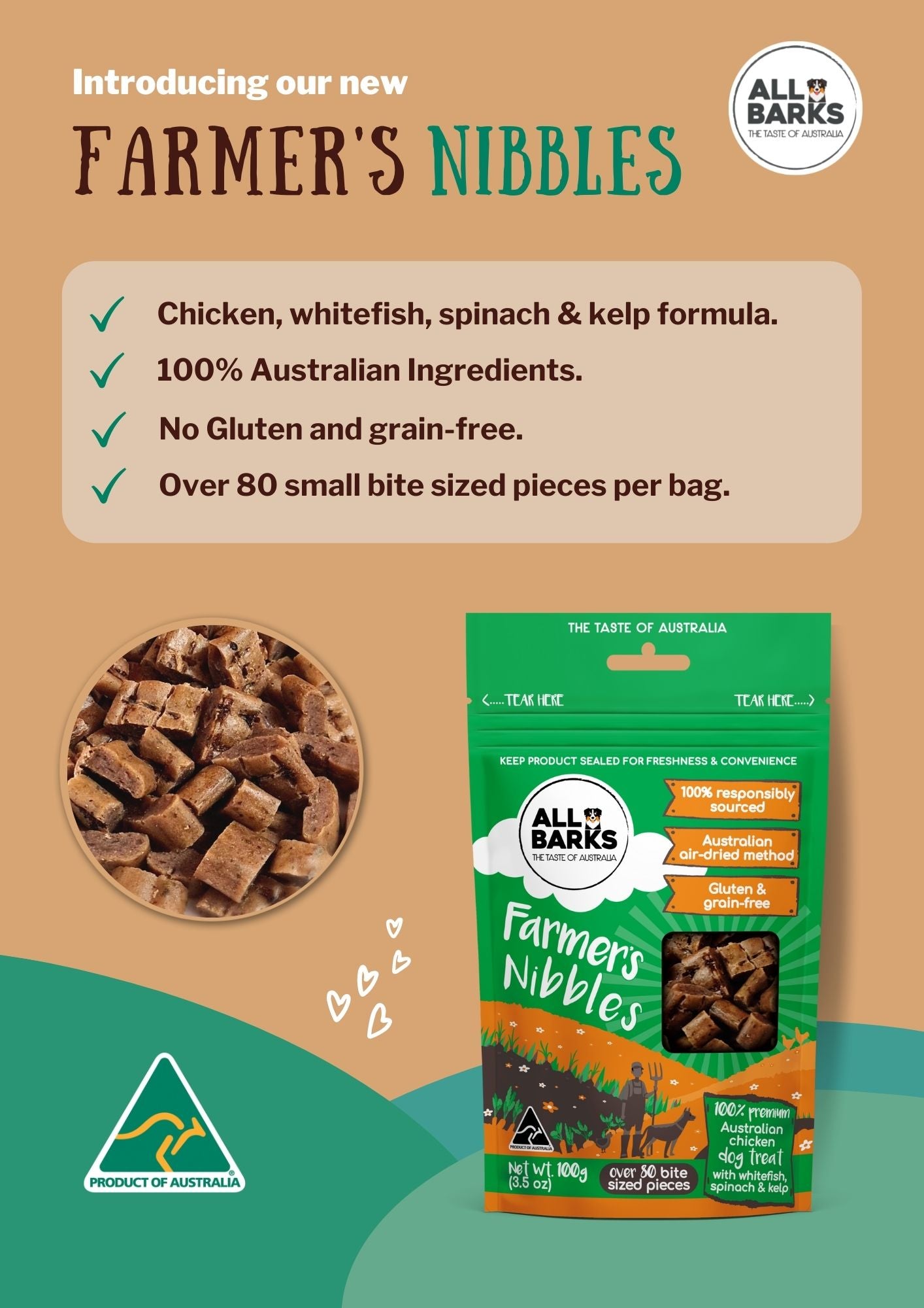 All Barks Farmers Nibbles Australian Made Dog Treats