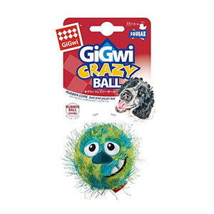 GIGwi Crazy Ball Blue Green Dog Toy
