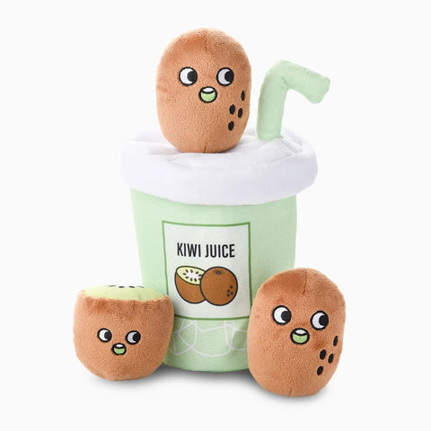 HugSmart Puzzle Hunter Dog Toy- Food Party Kiwi Juice. Interactive hide and seek puzzle  dog toy