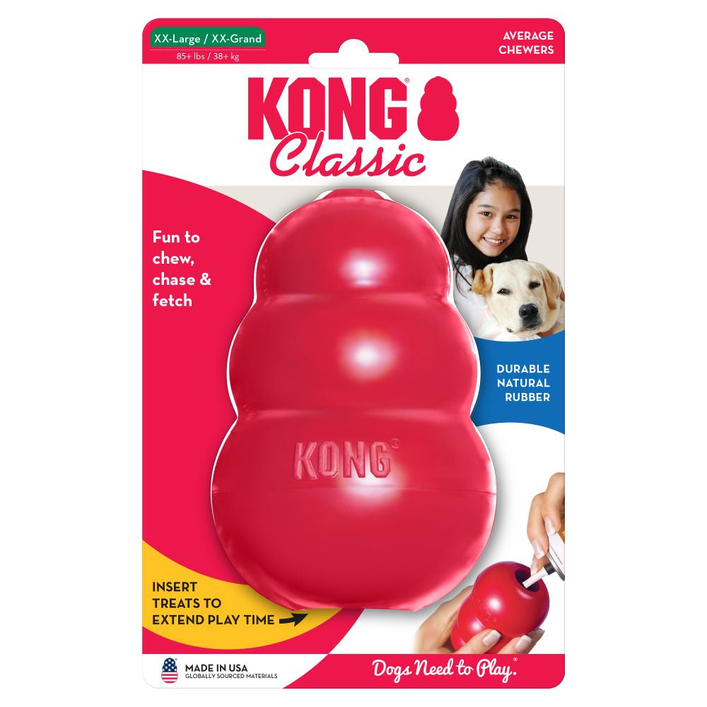KONG CLassic enrichment toy for dogs, treat dispenser and slow feeder, boredom buster for dogs.