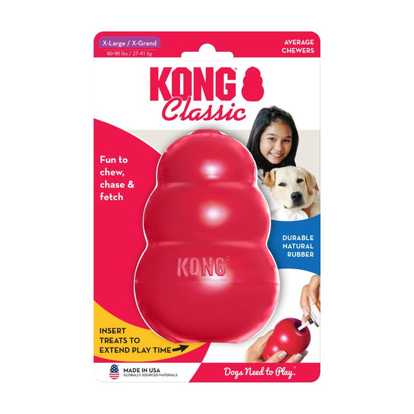 KONG CLassic enrichment toy for dogs, treat dispenser and slow feeder, boredom buster for dogs.