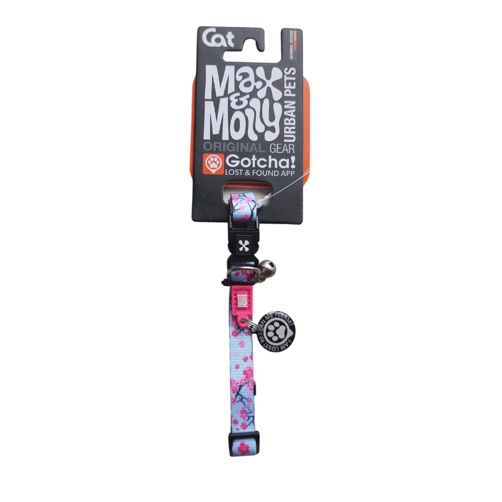 Max and Molly smart ID Cat Collar Cherry Bloom.