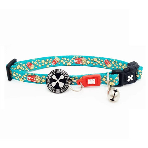Max and Molly Smart ID Cat Collar in Popcorn Design. Coolest cat collars,  Cat collars Australia. Smart ID tag Cat Collar