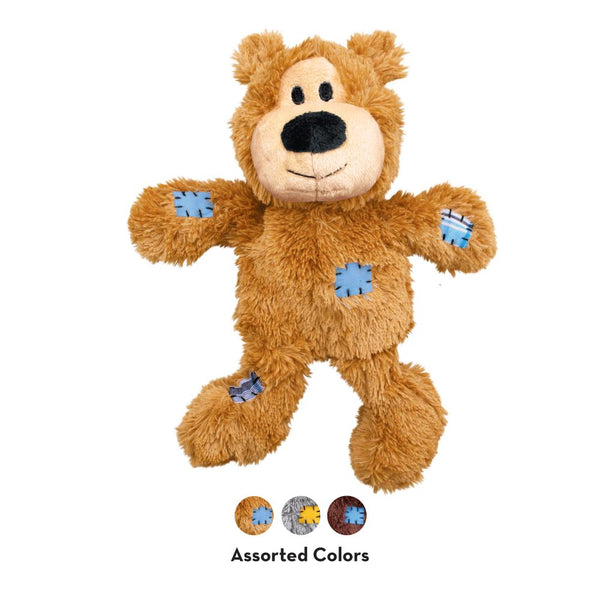 KONG Wild Knots Bear Squeaky tough rope plush dog toy. Durable Dog Toy. Available in three colours.