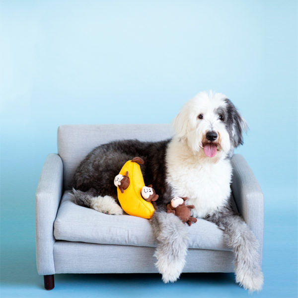 Zippy Paws Interactive Burrow Dog Toy Monkeys and Banana
