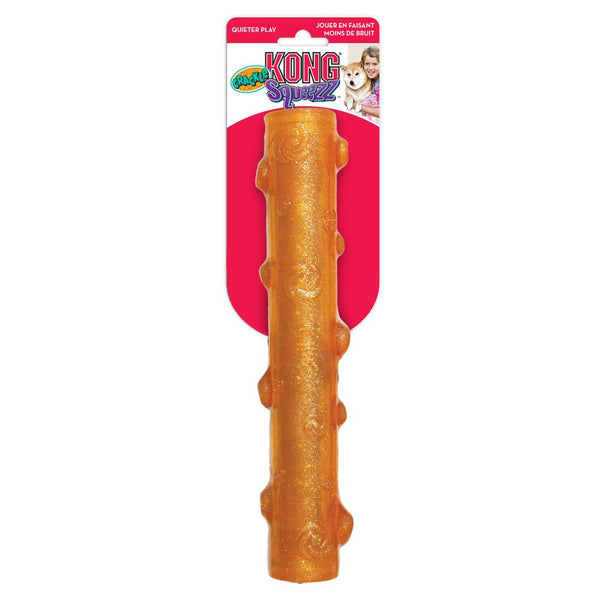 KONG Squeezz Crackle stick Medium, perfect dog toy for fetch. Quiet play dog toy.
