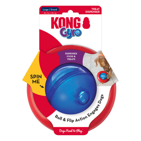 KONG Gyro treat dispensing dog toy. Curb your dogs boredom with this mentally stimulating treat toy. 