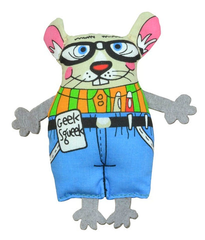 Petstages Madcap Geeky Squeek Mouse with Catnip Plush Cat Toy