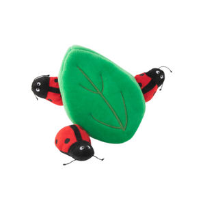 Zippy Paws interactive burrow dog toy ladybugs in leaf