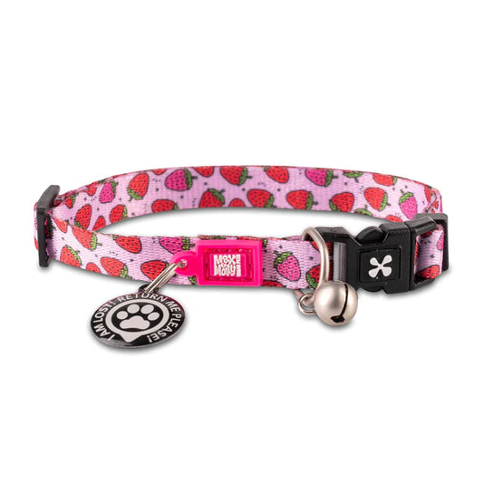 Max and Molly Urban Pets Cat Collar in Strawberry Dream Design.