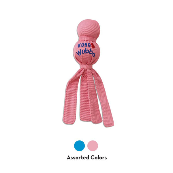 KONG Wubba squeaky crinkly dog toy for puppies. Enrichment through play for dogs and puppies.