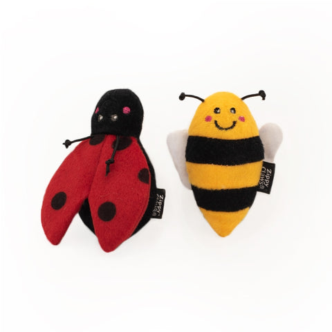 ZippyClaws Cat Toy- Lady Bug and Bee 2 Pack