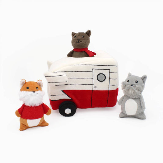 Zippy Paws Interactive Burrow Dog Toy-Retro Camper