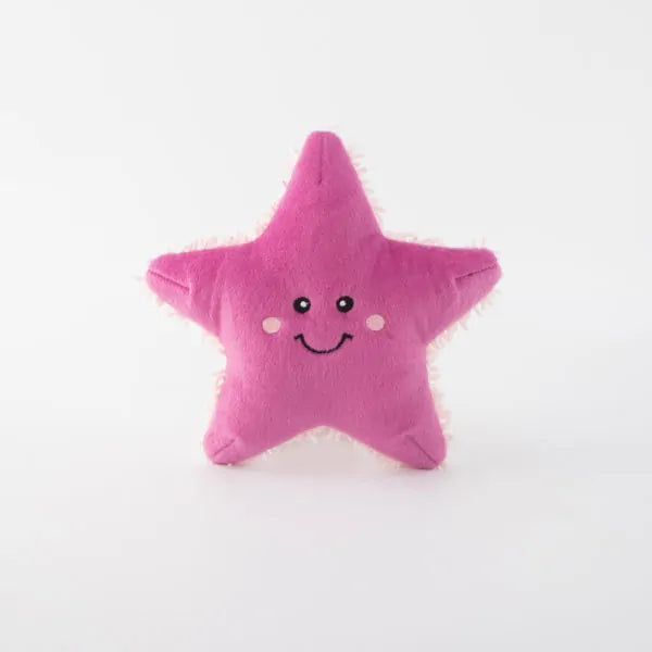 ZippyPaws Starla the Starfish, squeaky plush dog toy. Dog Enrichment through play.